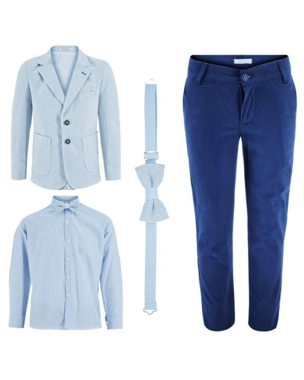 Baby Blue & Navy 4PC Suit Set 1-10