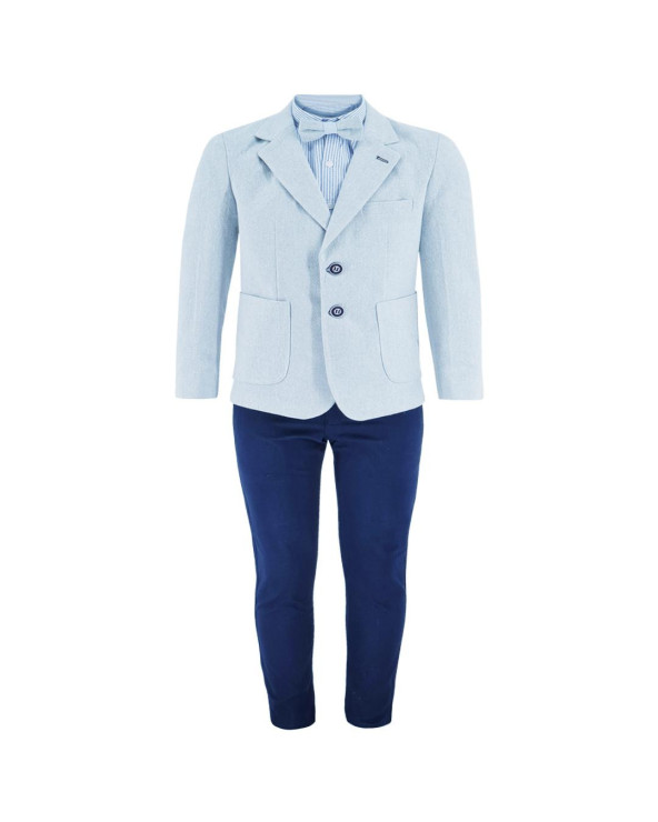 Baby Blue & Navy 4PC Suit Set 1-10