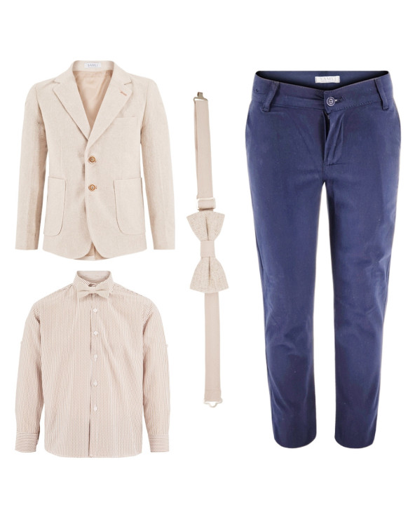 Stone & Navy 5PC Blazer & Chino Suit 2-10