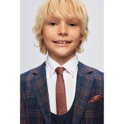 Boys Samli D/Blue & Brown Plaid 6PC Suit 1-15 Years