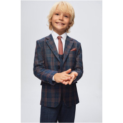 Boys Samli D/Blue & Brown Plaid 6PC Suit 1-15 Years