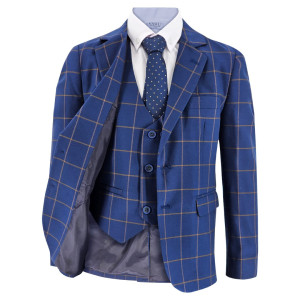 Samli Robert Navy Checked 6PC Suit 1-5