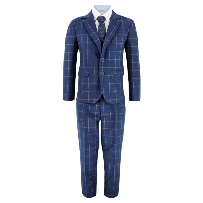 Samli Robert Navy Checked 6PC Suit 1-5