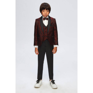 Burgundy & Black Paisley 5PC Suit 6-10