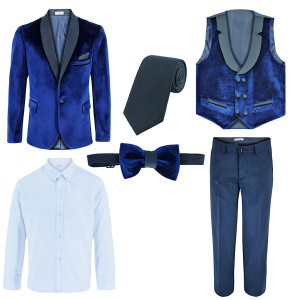 Samli Royal Blue Velvet 6PC Suit Set 1-5