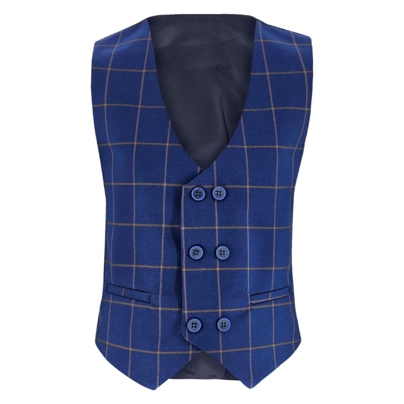 Samli Robert Navy Checked 6PC Suit 1-5