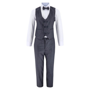 samli David Charcoal Grey 7PC Suit 1-5