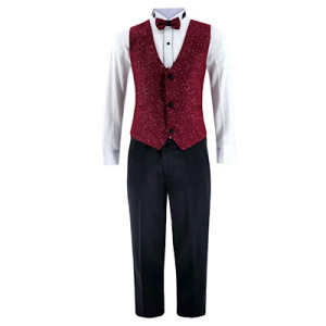 Samli Wine Glitter 6PC Suit Ensemble 11-14