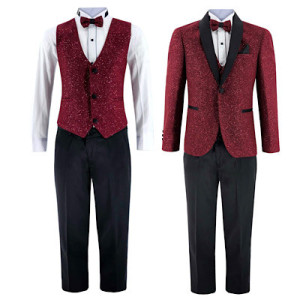 Samli Wine Glitter 6PC Suit Ensemble 11-14