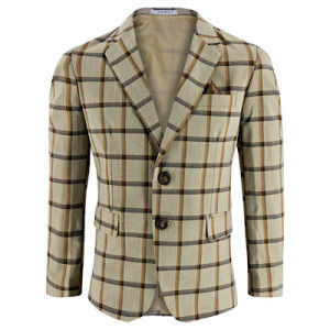Samli Jack Beige & Brown Check 7PC Suit 11-14