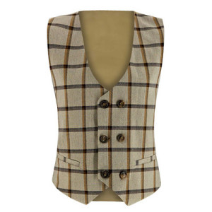 Samli Jack Beige & Brown Check 7PC Suit 11-14