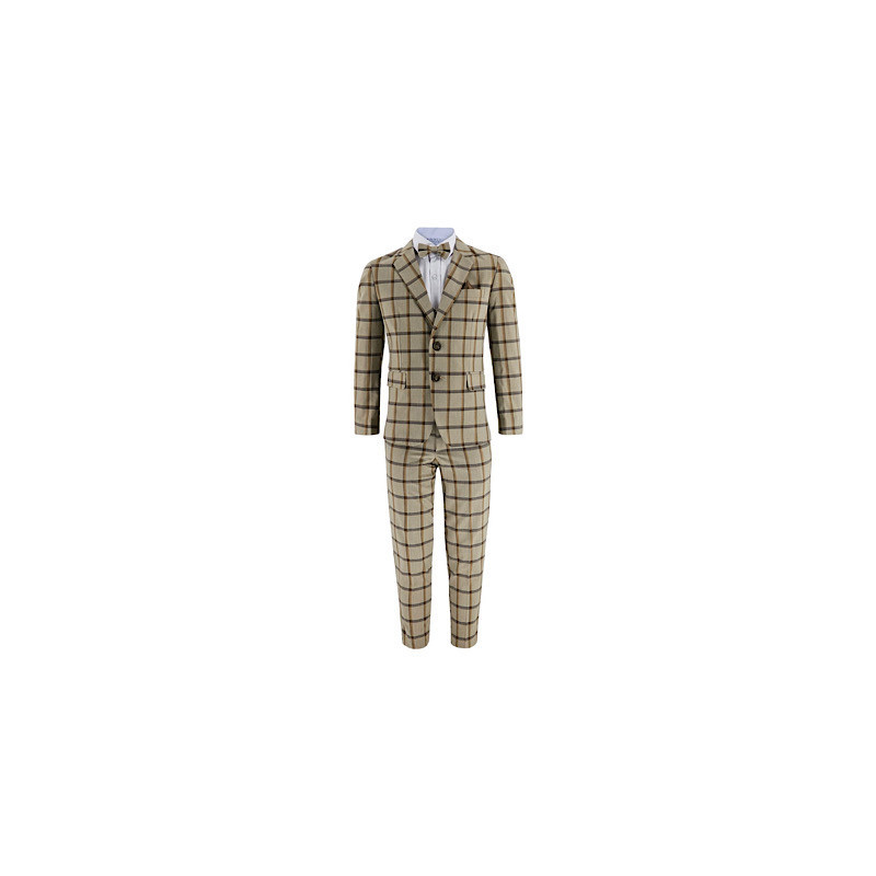 Samli Jack Beige & Brown Check 7PC Suit 11-14