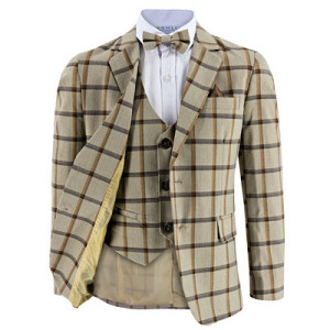 Samli Jack Beige & Brown Check 7PC Suit 11-14