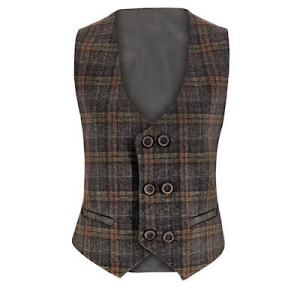 Samli George Brown Plaid 7PC Suit 11-14