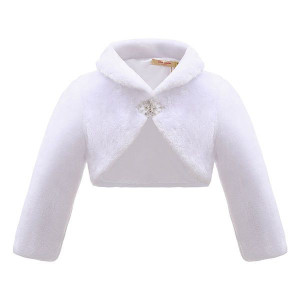 White Fur Diamante Clasp Bolero 4-13