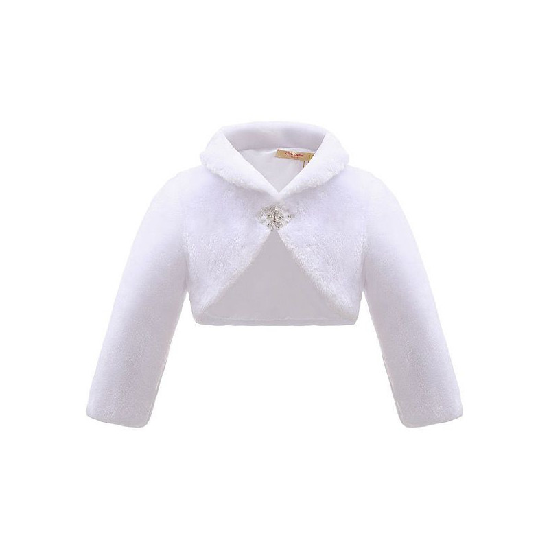White Fur Diamante Clasp Bolero 4-13