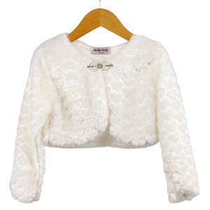 Ivory Heart Fur Bolero Shrug 4-14