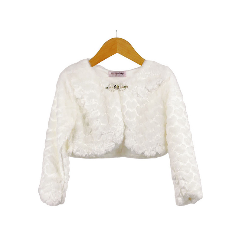 Ivory Heart Fur Bolero Shrug 4-14