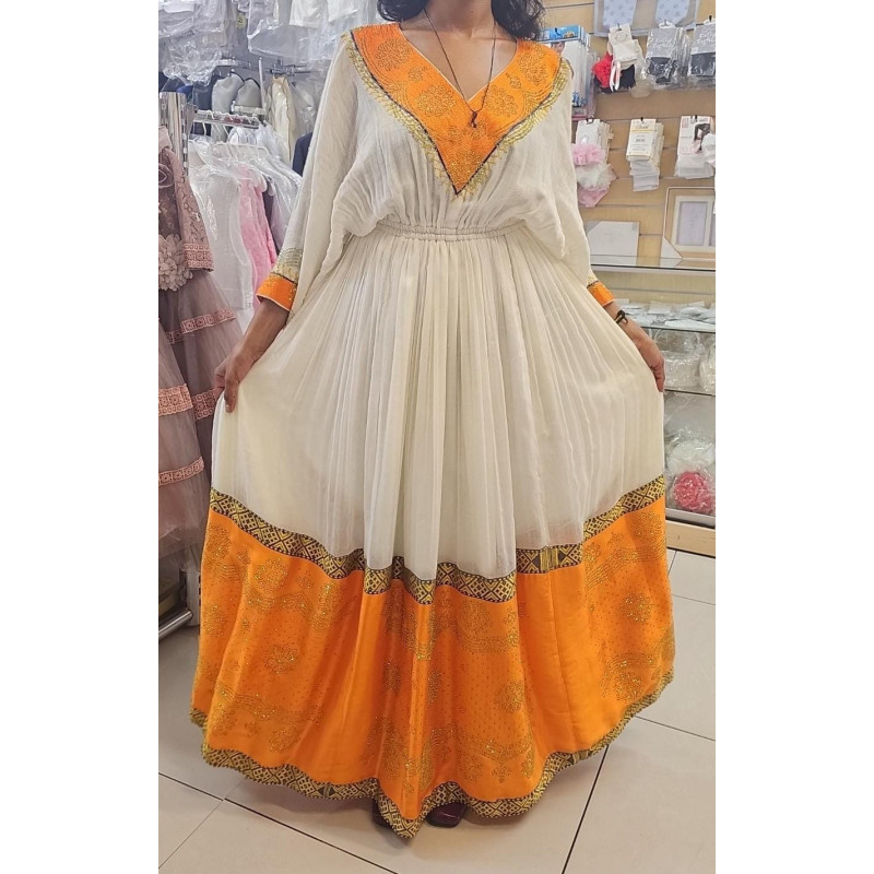 Habesha Zuria Orange Dress