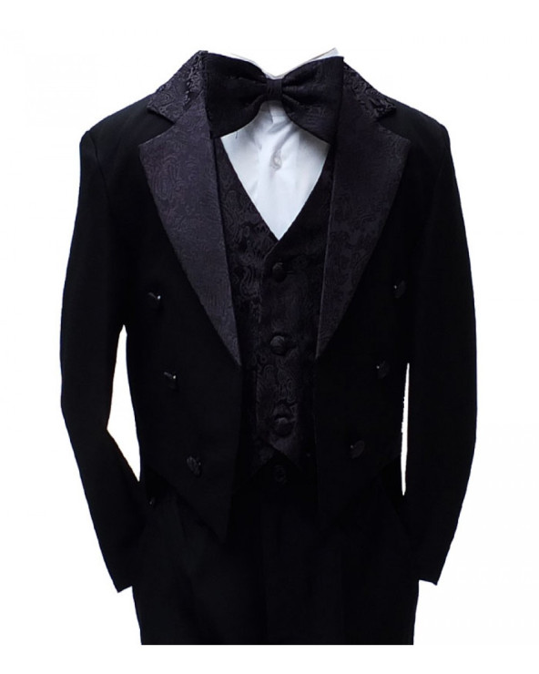 5pc Pomme Carr Boys Black Tuxedo Suit