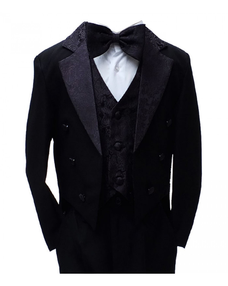 5pc Pomme Carr Boys Black Tuxedo Suit