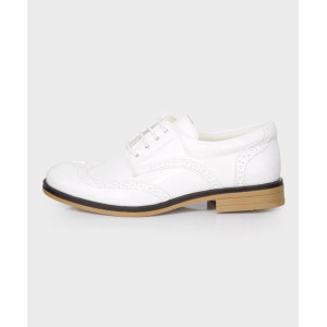 Boys Derby Brogue Lace Up Dress Shoes - White