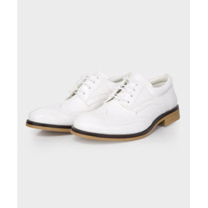 Boys Derby Brogue Lace Up Dress Shoes - White