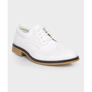 Boys Derby Brogue Lace Up Dress Shoes - White
