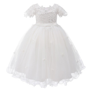 Ivory Floral Embellished Tutu Style Party Dress 2-14 Years