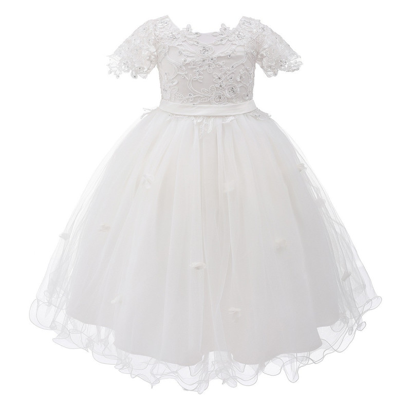 Ivory Floral Embellished Tutu Style Party Dress 2-14 Years