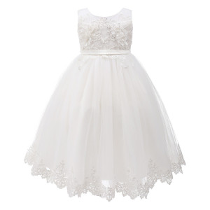 Ivory Asymmetric Overlay Lace Party Dress 2-14 Years