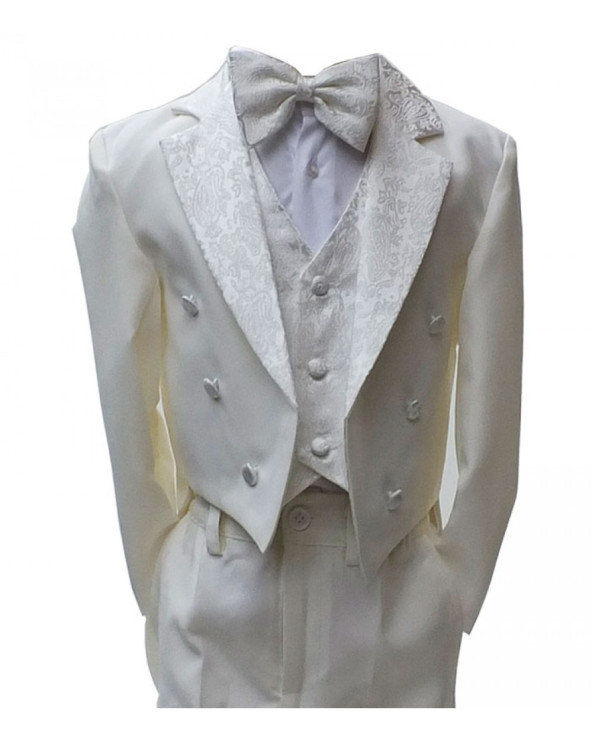 5pc Pomme Carr Boys Ivory Tuxedo Suit