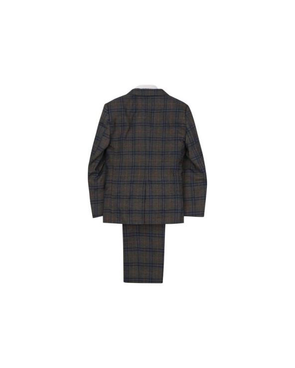 Boys Grey Plaid Suit 5pc