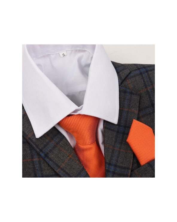 Boys Grey Plaid Suit 5pc
